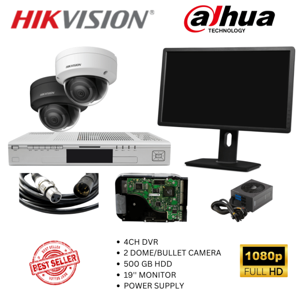 2 High Definition (HD) Dome/Bullet CCTV Cameras- Full Kit + Installation