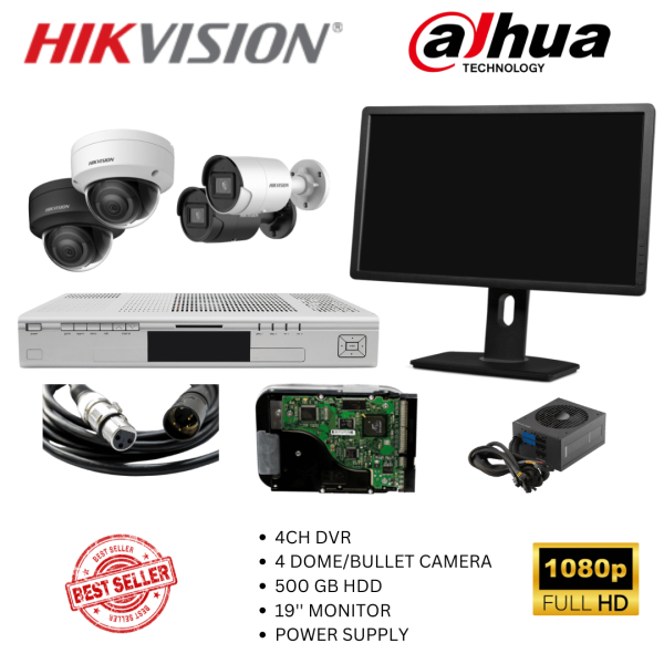 4 High Definition (HD) Dome/Bullet CCTV Cameras- Full Kit + Installation